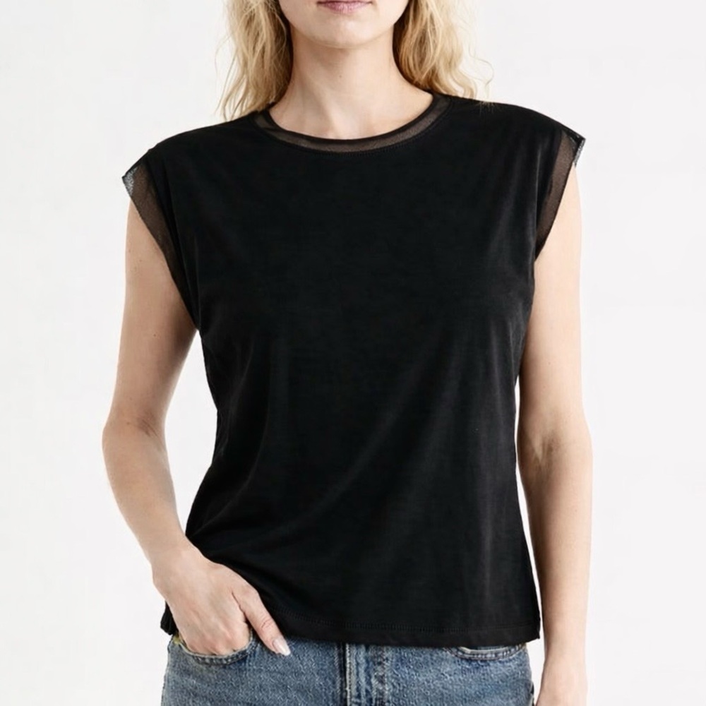 Tahari Top with Mesh Trim